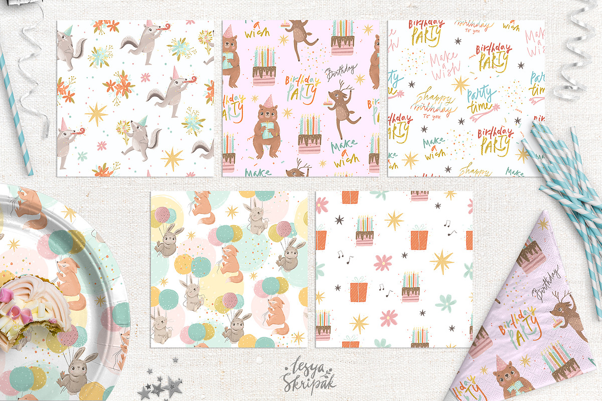 Birthday Clipart, Cards, an Animal Illustration by Lesya Skripak (Photo 9 of 10)
