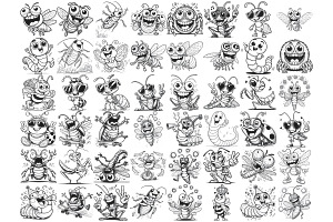 Crazy Cartoon Insects Set 1