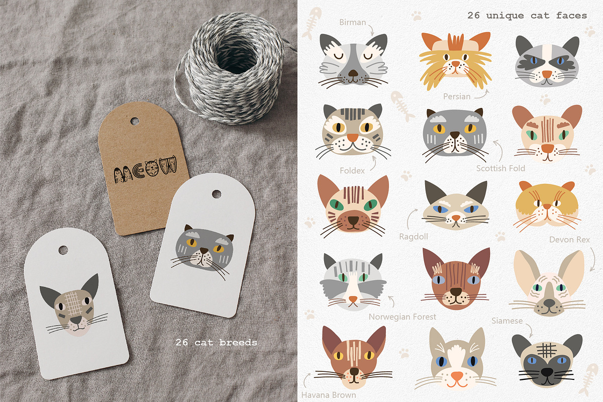 Cool Cats. Cliparts, Patterns, ABC., an Animal Illustration by DearLetters (Photo 3 of 17)