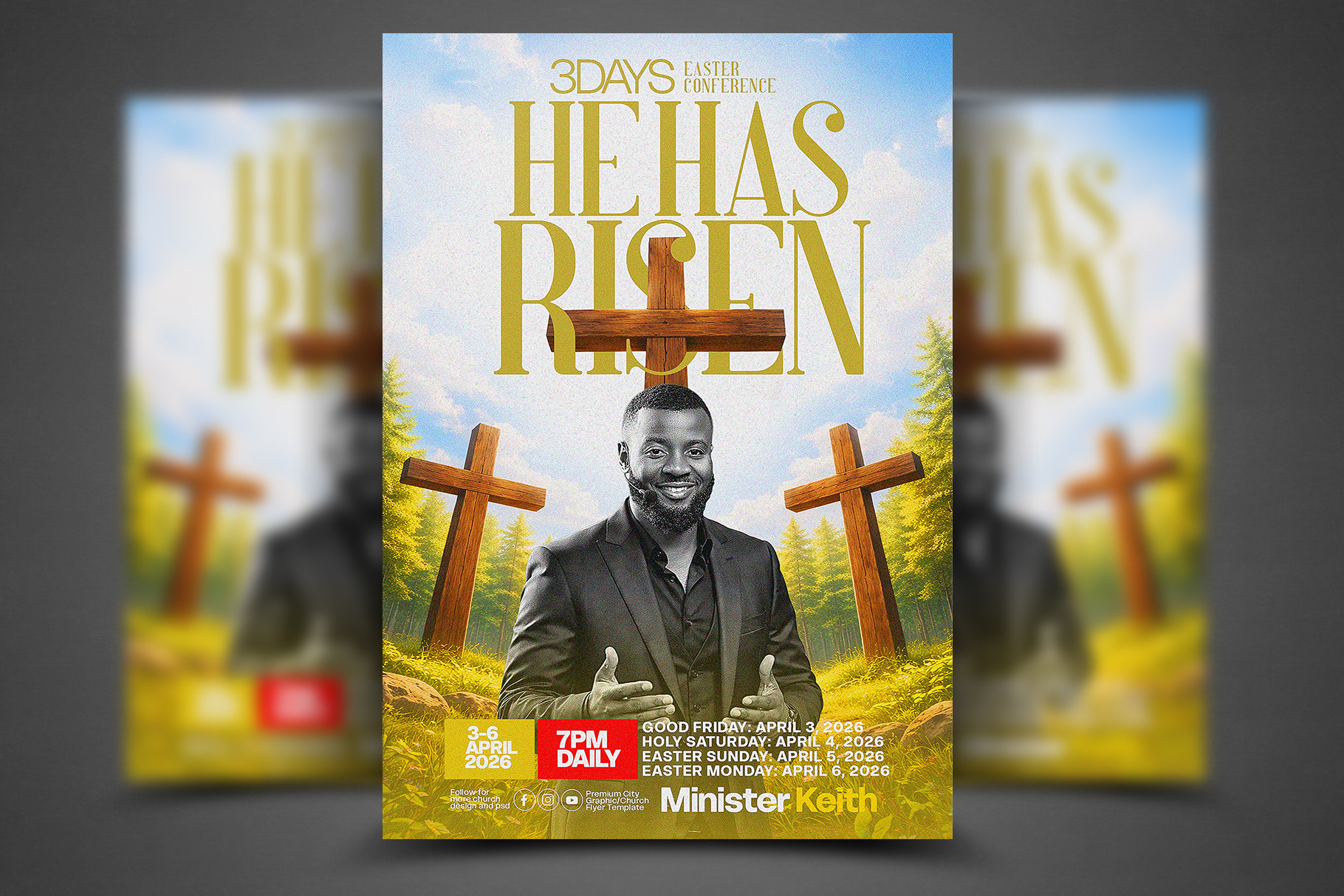 He Has Risen Church Flyer Template