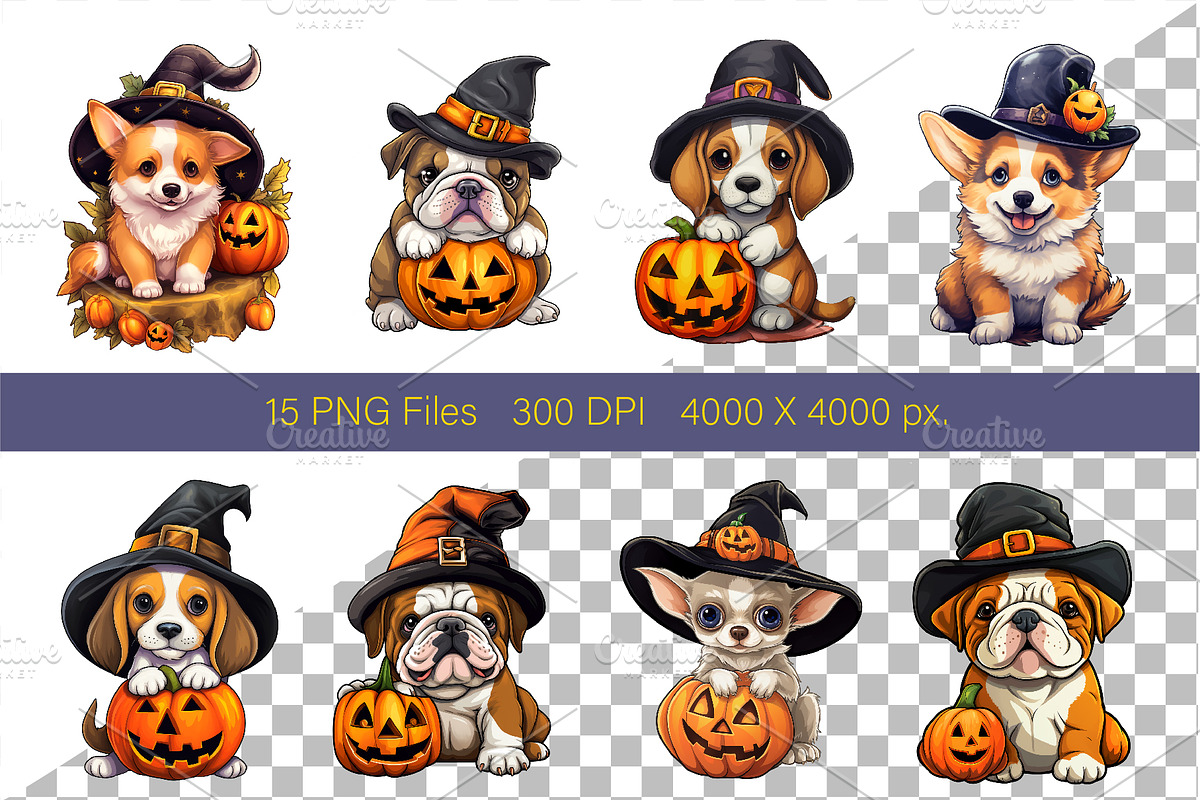 Cute Halloween dogs. TShirt Sticker., an Animal Illustration by KENO Mascots (Photo 2 of 8)