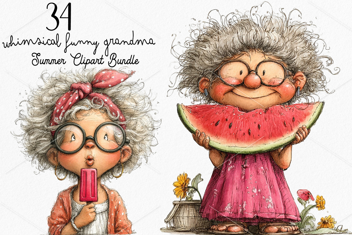 Funny Grandma Summer Clipart, a Seasonal Illustration by Canvas Craft (Photo 1 of 7)