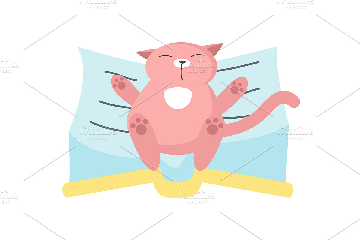 Funny cat animal sleeping on book, an Animal Illustration by SiberianArt