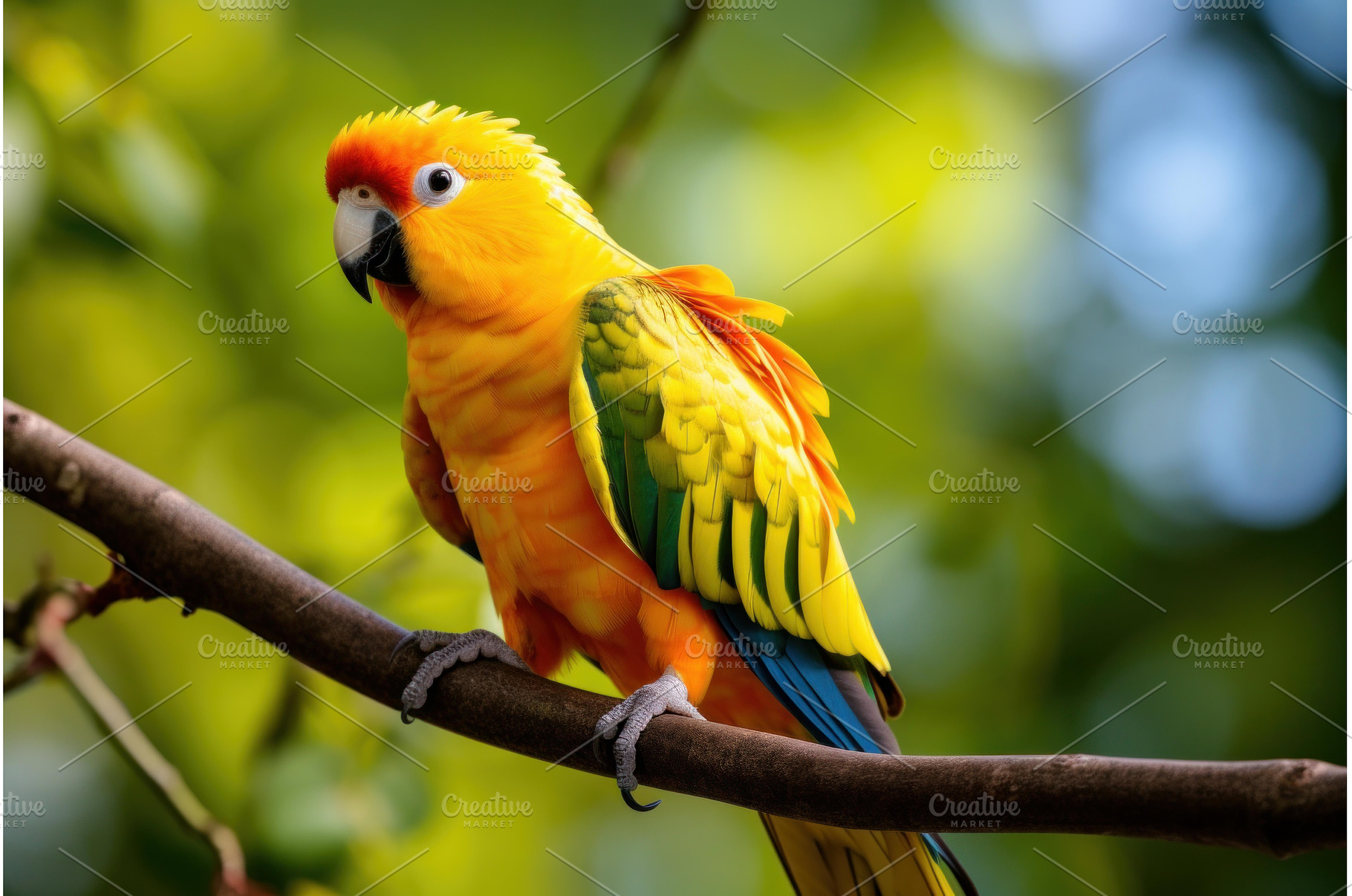 Loud Yellow black parrot. Generate, an Animal Photo by Ylivdesign