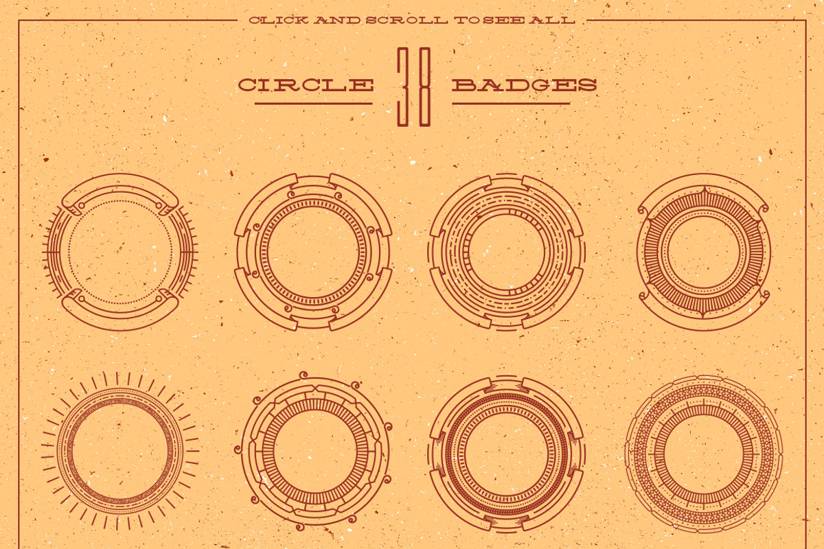 38 Line Badges, an Object Graphic by Vintage Voyage Supply (Photo 2 of 3)