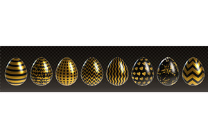 Golden Easter eggs set isolated on, an Object Illustration by art PVP - market
