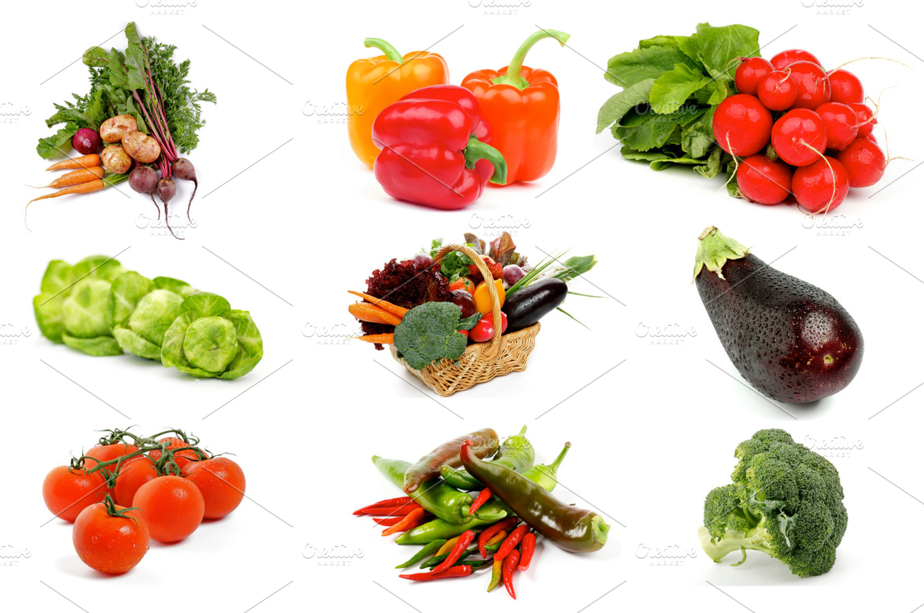 Vegetable collection stock photo containing arrangement and basket, a Food & Drink Photo by zhekos