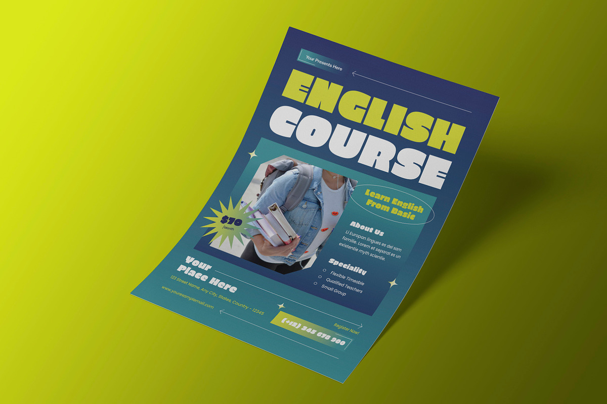 Language Course Flyer, a Flyer Template by Neermana