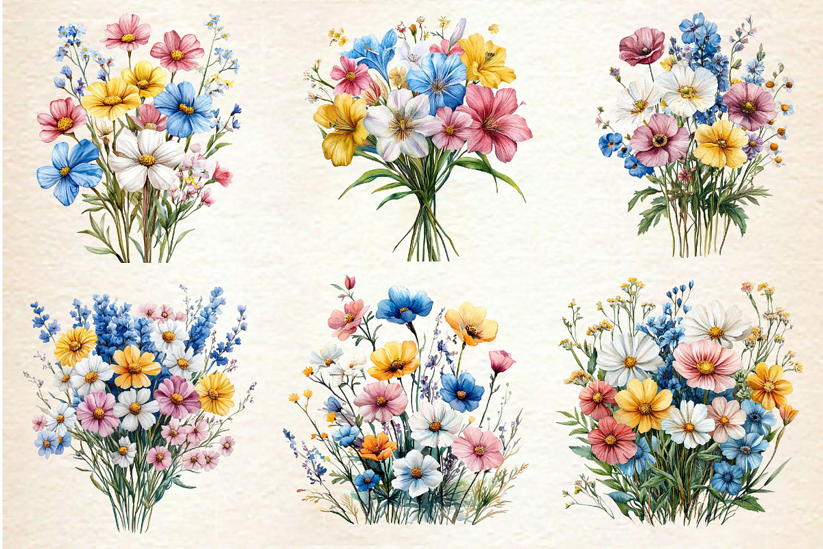 Colorful Meadow Flower Clipart Png, an Illustration by Dream Creation (Photo 4 of 6)