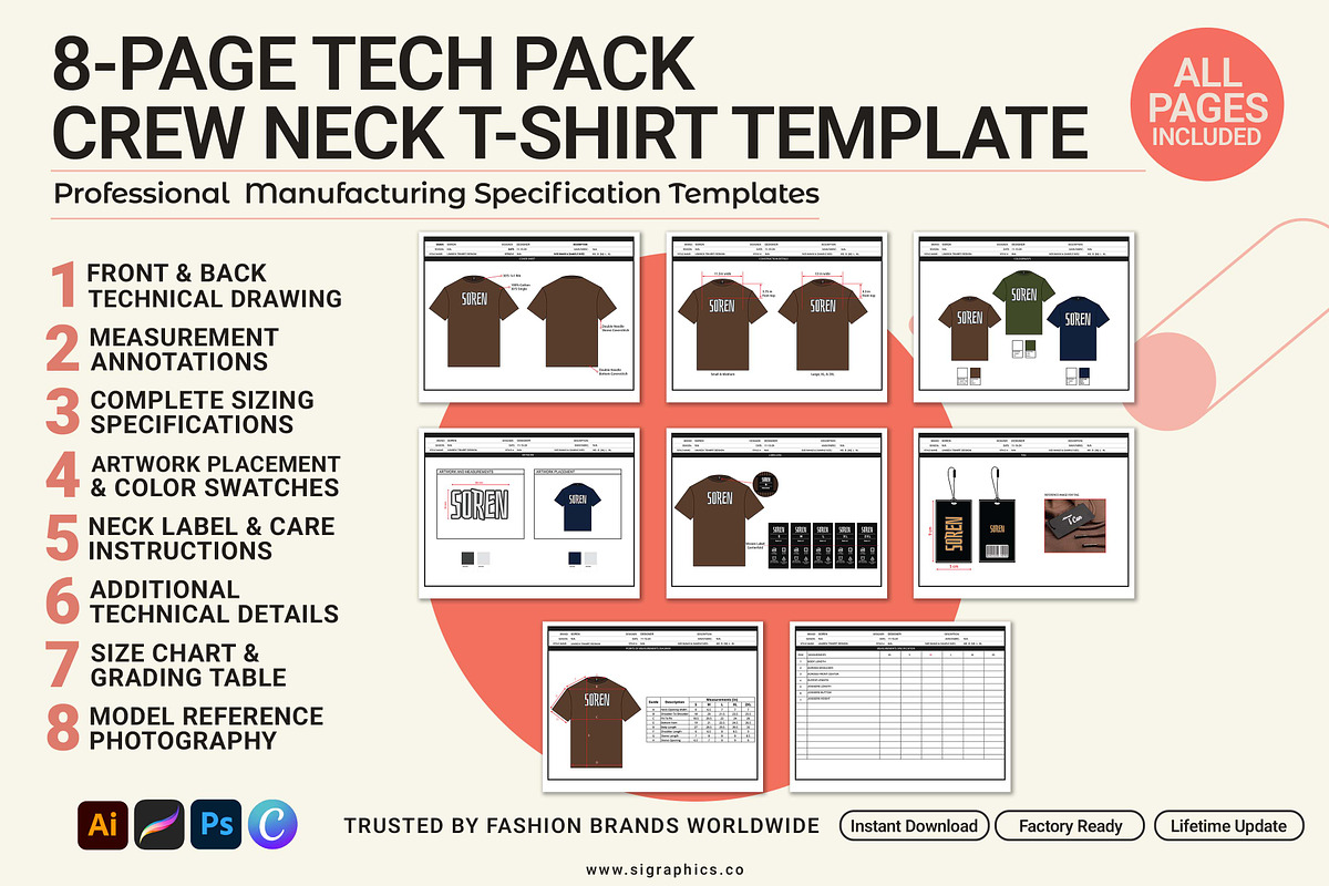 T-shirt Tech Pack Template, a Graphic by S.i. Graphics (Photo 1 of 4)