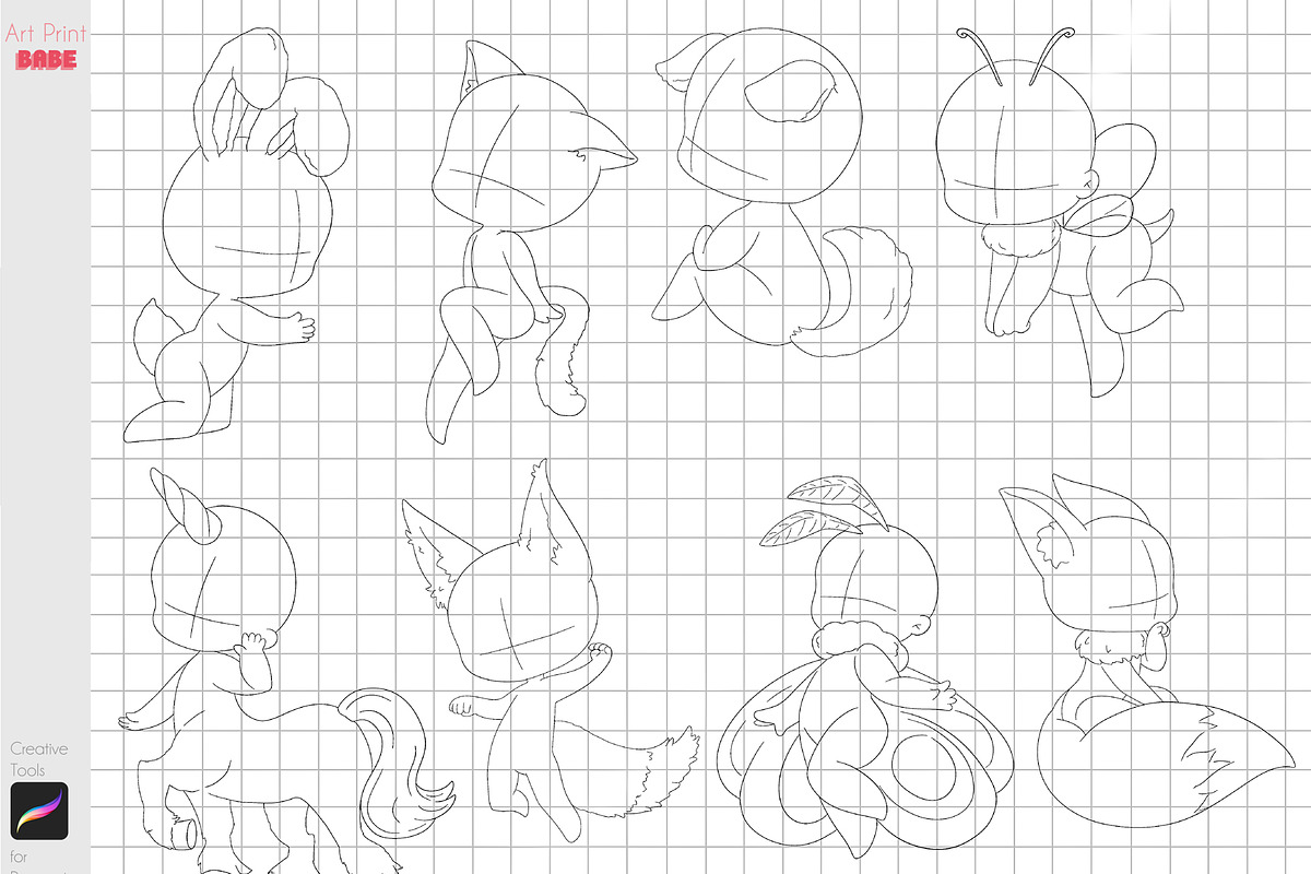 Procreate Chibi Kemonomimi Animal, a Brush Add-On by ArtPrintBabe (Photo 2 of 3)