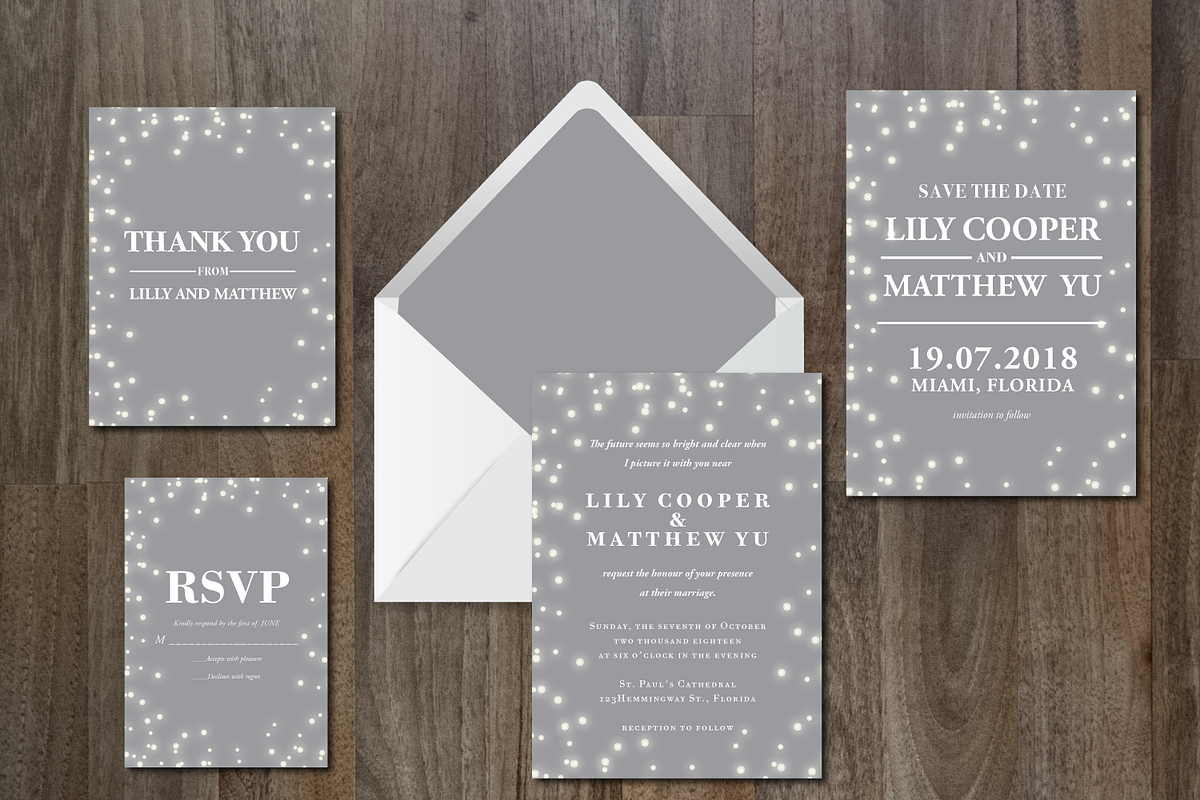 Wedding Invitation Suite Dreamy, an Invitation Template by aticnomar