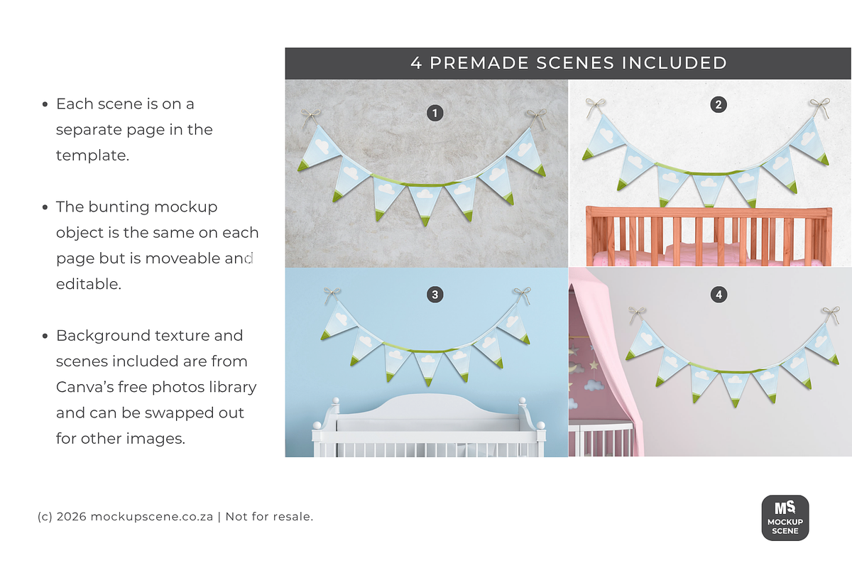 Fabric Bunting Canva Smart Mockup, a Household Mockup by Mockup Scene (Photo 4 of 10)