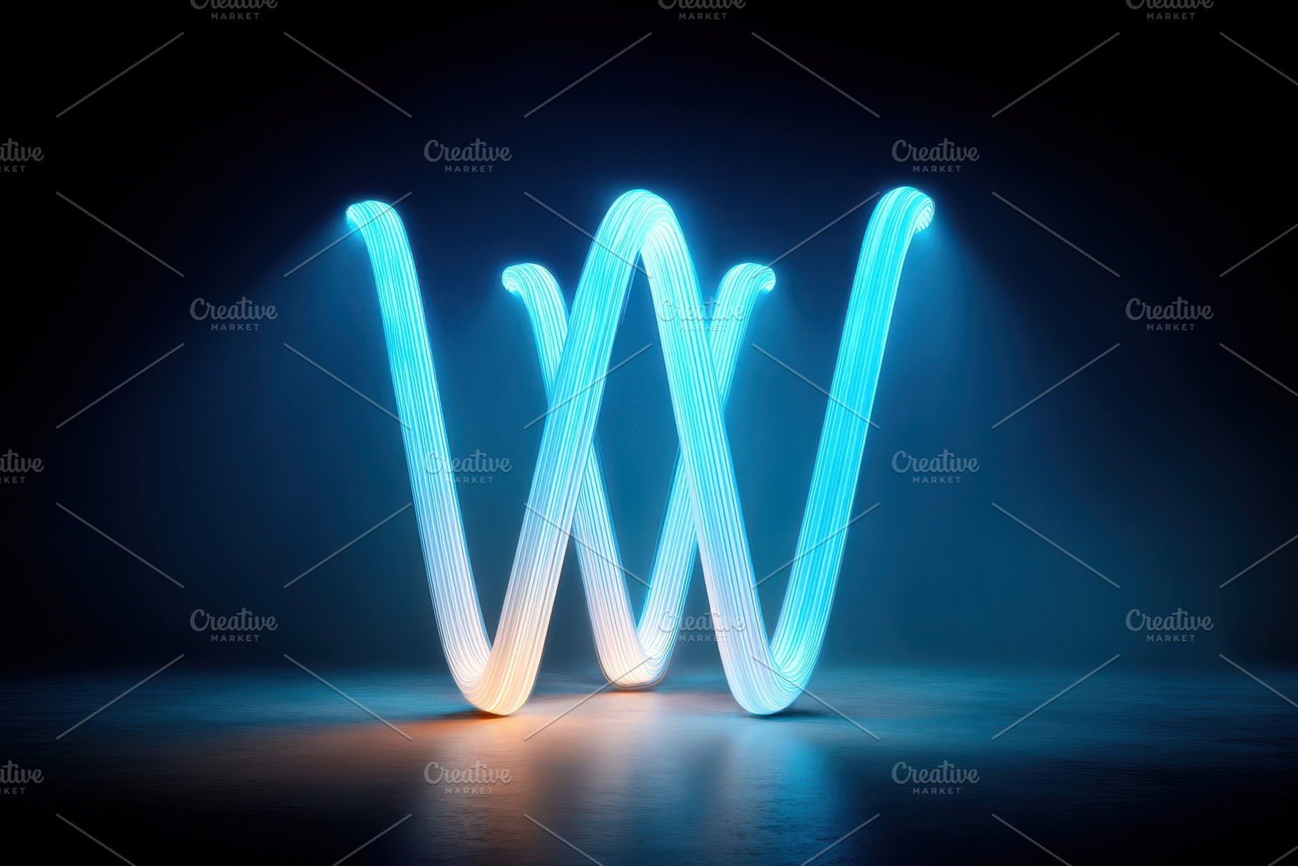 Neon W light sculpture, an Abstract Photo by AlyaAnd