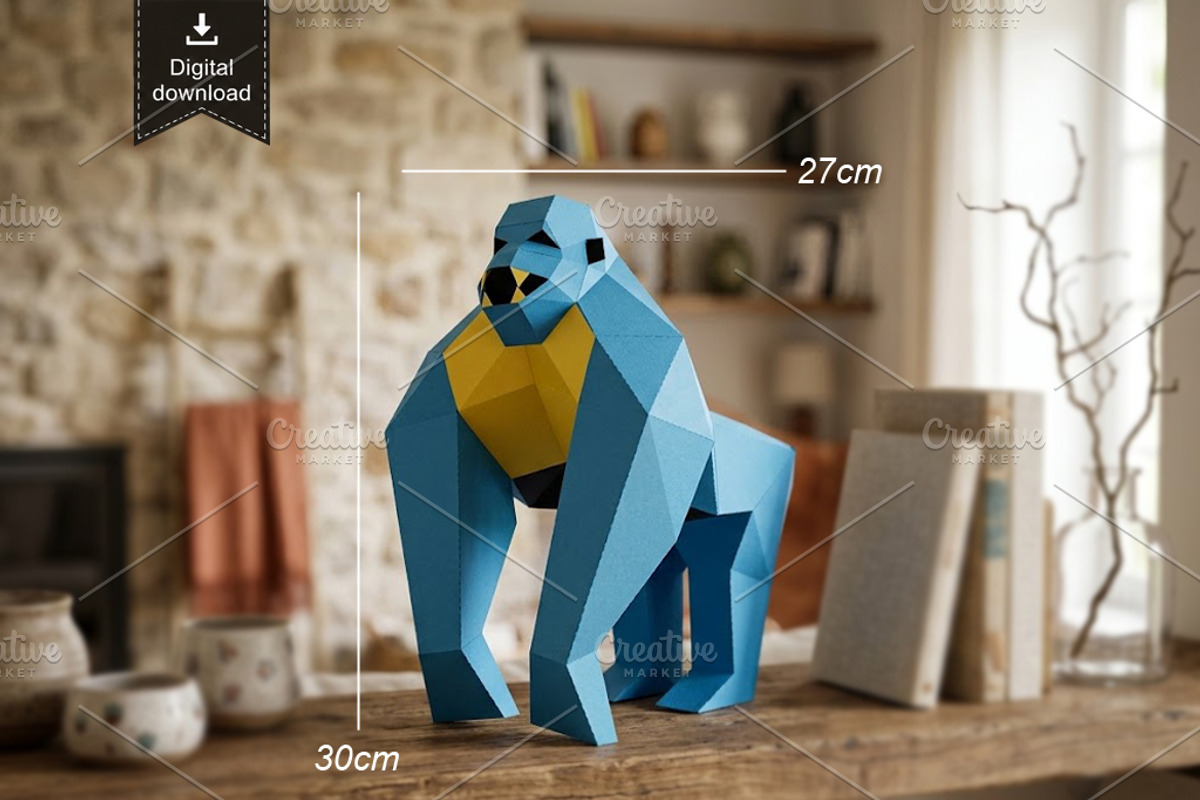 Gorilla sculpture - 3d papercraft, a Card Template by PAPER amaze (Photo 1 of 5)