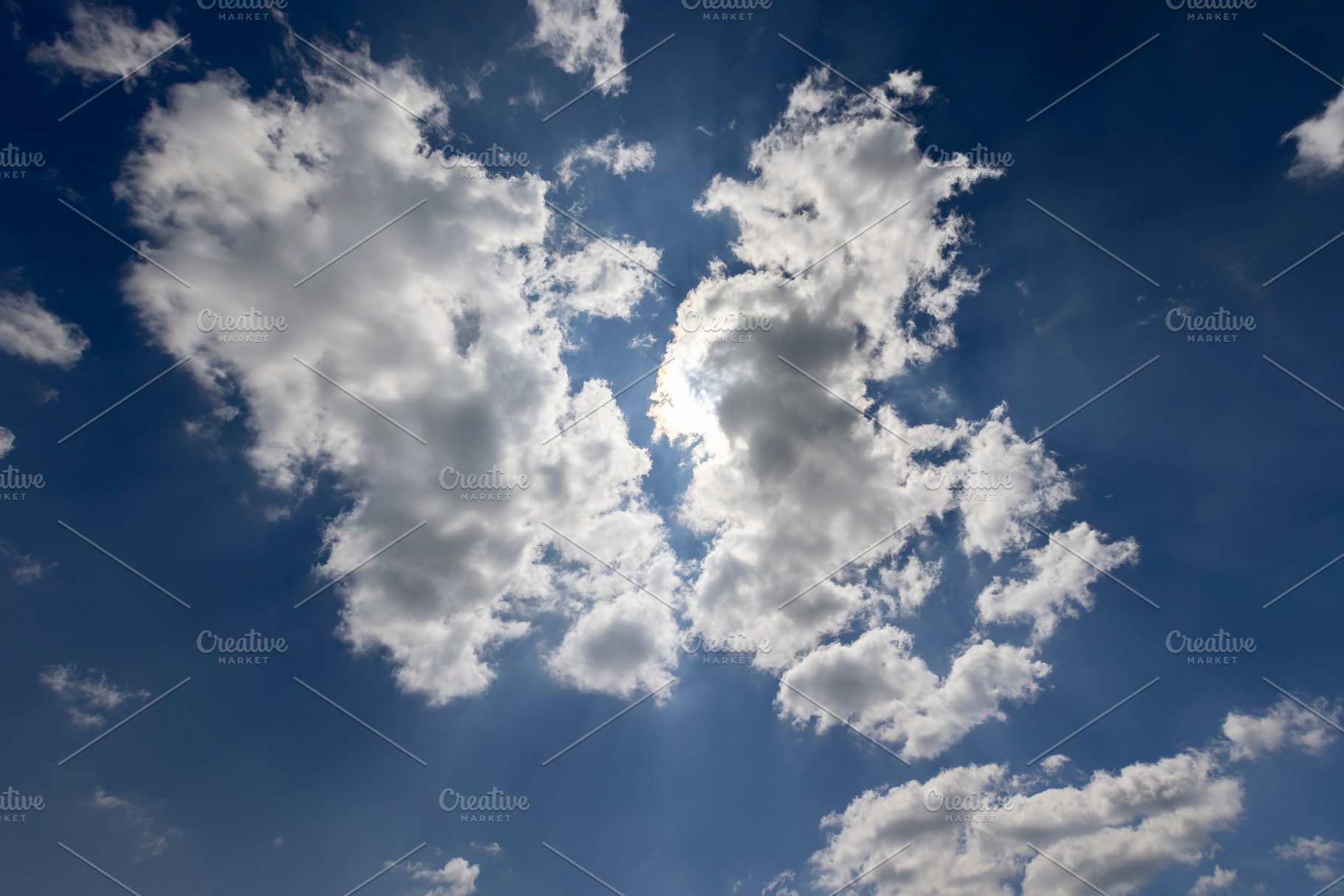 sky with clouds in sunny bright weather, natural blue sky with cumulus clouds i, a Photo by rsoollAI