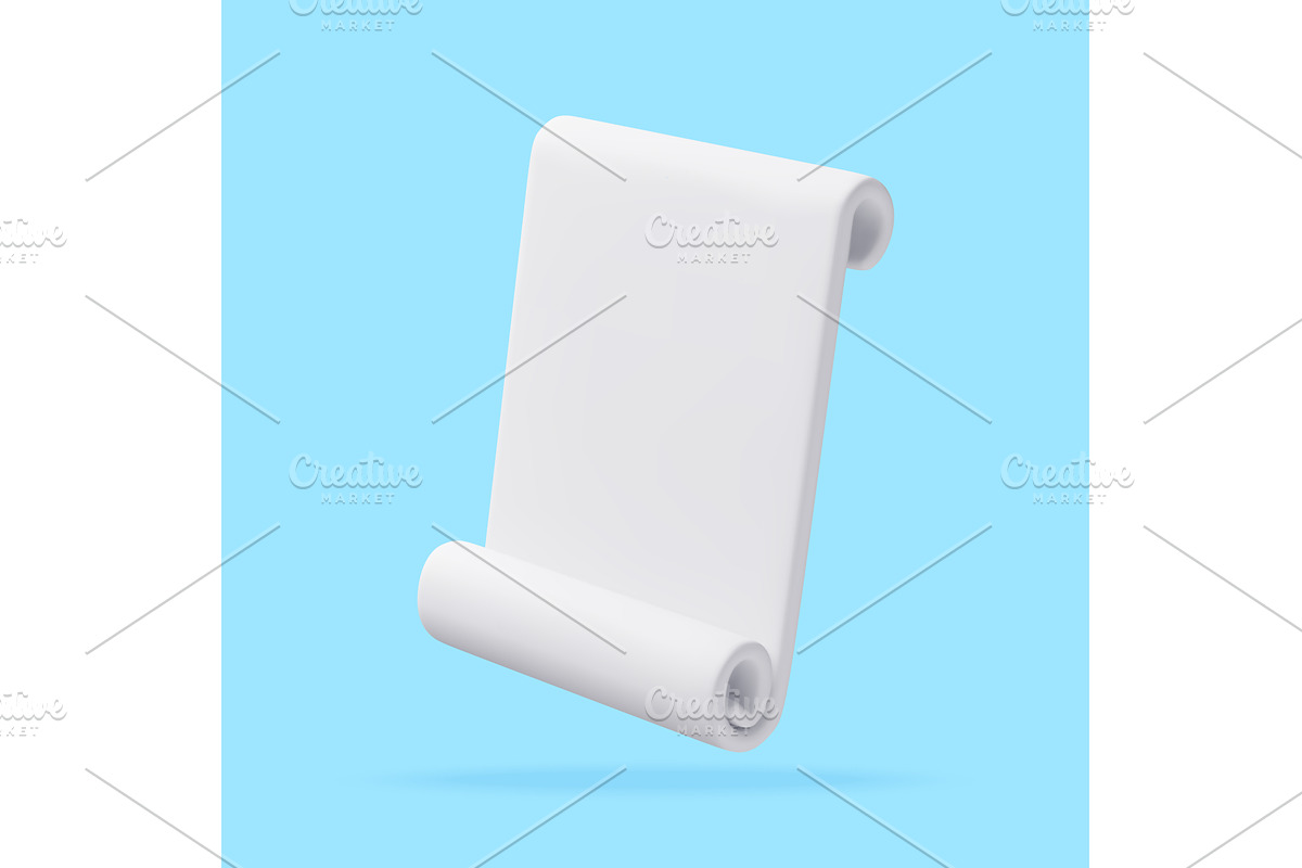 White scroll paper icon in 3D style., an Object Illustration by Abscent
