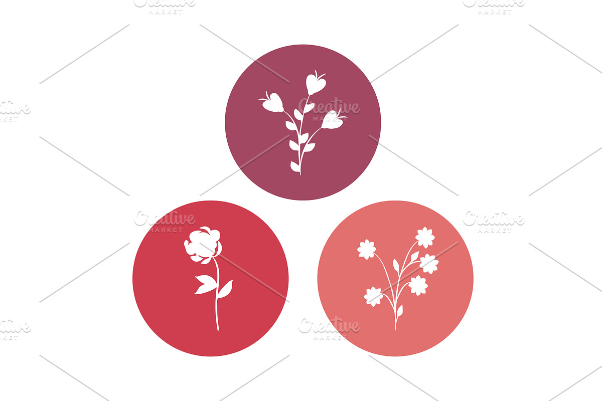 Three graphic floral cutout designs, an Object Illustration by okskukuruza