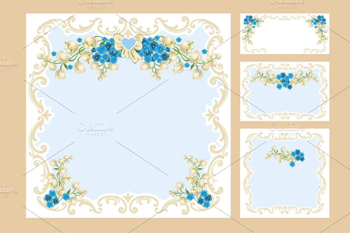 ✿ Festive set with gentle flowers ✿, a Card Template by Vector beauty (Photo 2 of 5)