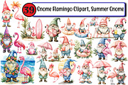 Gnome Flamingo Clipart, summer gnome, an Illustration by Design Market (Thumbnail 1 of 3)