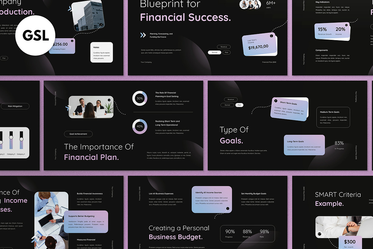 Black Financial Plan Google Slide, a Presentation Template by graphicook (Photo 1 of 4)