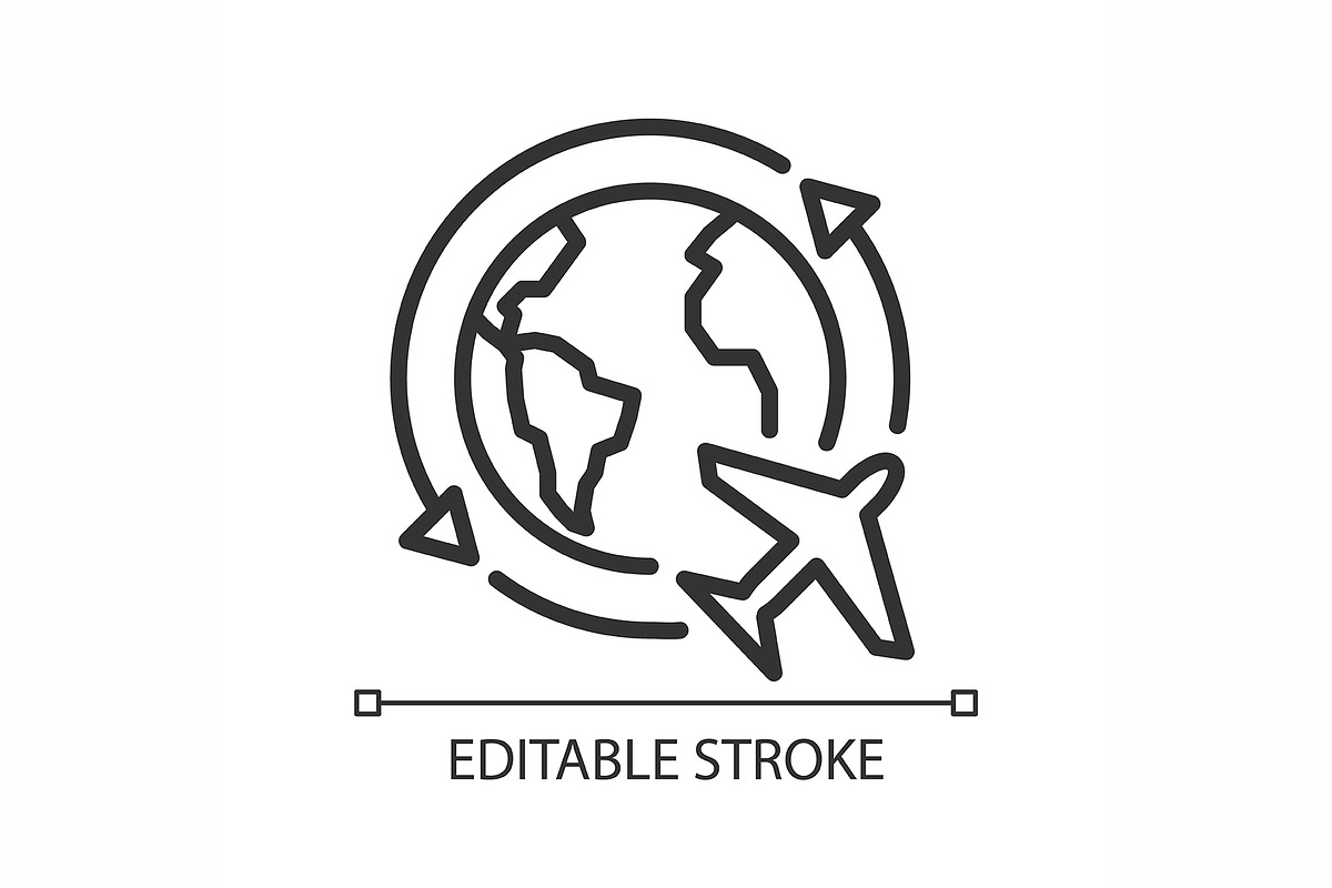 Travel around world pixel perfect li, an Outline Icon by IMG Visuals