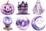 Watercolor Lavender Halloween PNG, an Illustration by Craft Nest (Thumbnail 3 of 6)