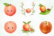 Watercolor Cute Peaches Garden Fruit, an Illustration by Creative Art (Thumbnail 6 of 10)