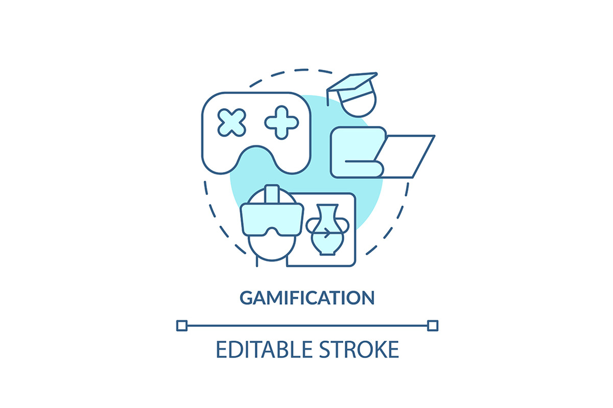Gamification turquoise concept icon, an Outline Icon by bsd studio