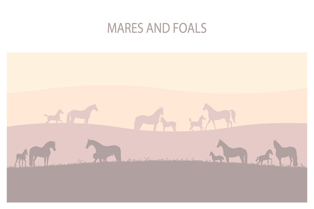 Mares and foals, an Animal Illustration by Naurider (Photo 1 of 3)