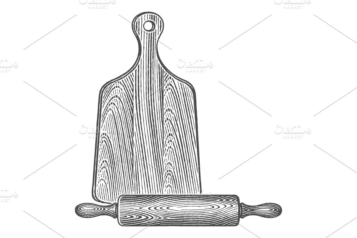 Rolling pin and cutting board, a Graphic by Irina Trusova (Photo 2 of 4)