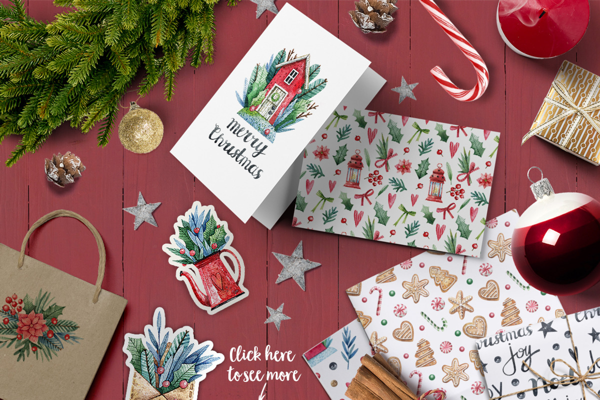 Big Christmas Set, a Decorative Illustration by Watercolor by Tonia Tkach (Photo 7 of 8)