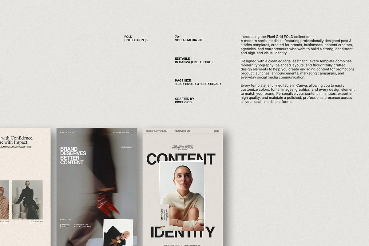 FOLD | Instagram Post & Story (I), a Social Media Template by Pixel Grid (Photo 2 of 10)