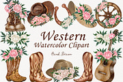 Western Cowboy Boots Watercolour Cli, a Decorative Illustration by BarvArt (Thumbnail 1 of 7)
