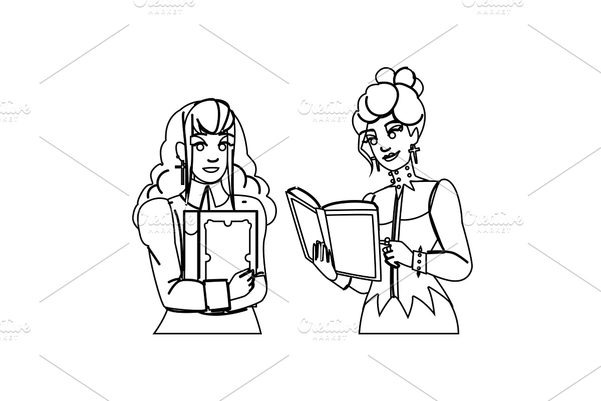 mystery reading gothic novel vector, a Person Illustration by pikepicture