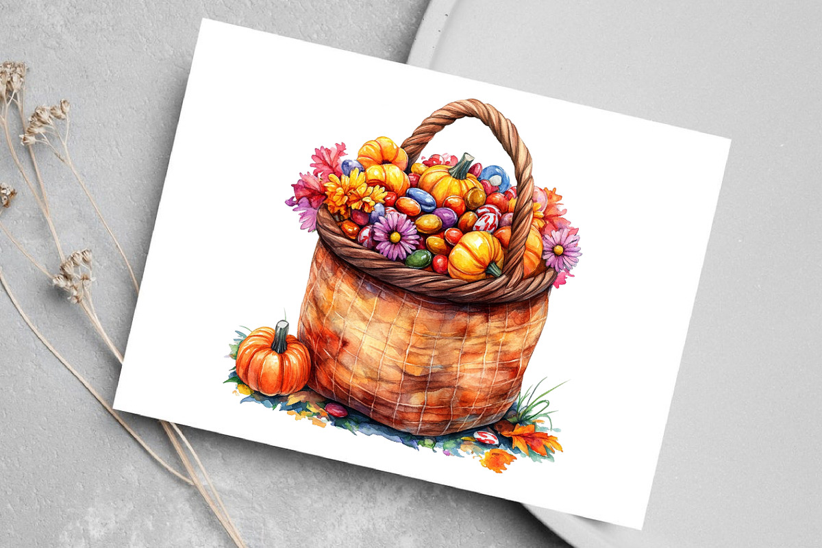 Watercolor Floral Halloween Clipart, an Illustration by Canvas Craft (Photo 6 of 7)