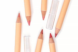 Assorted Lip Liner Pencils on White Background