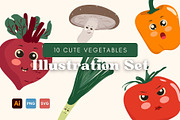 Cute Vegetable Illustration Set, a Food Illustration by GravitaSign (Thumbnail 1 of 2)