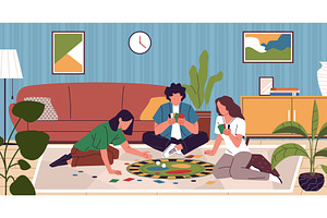 Friends playing role game. Board, a Person Illustration by YummyBuum