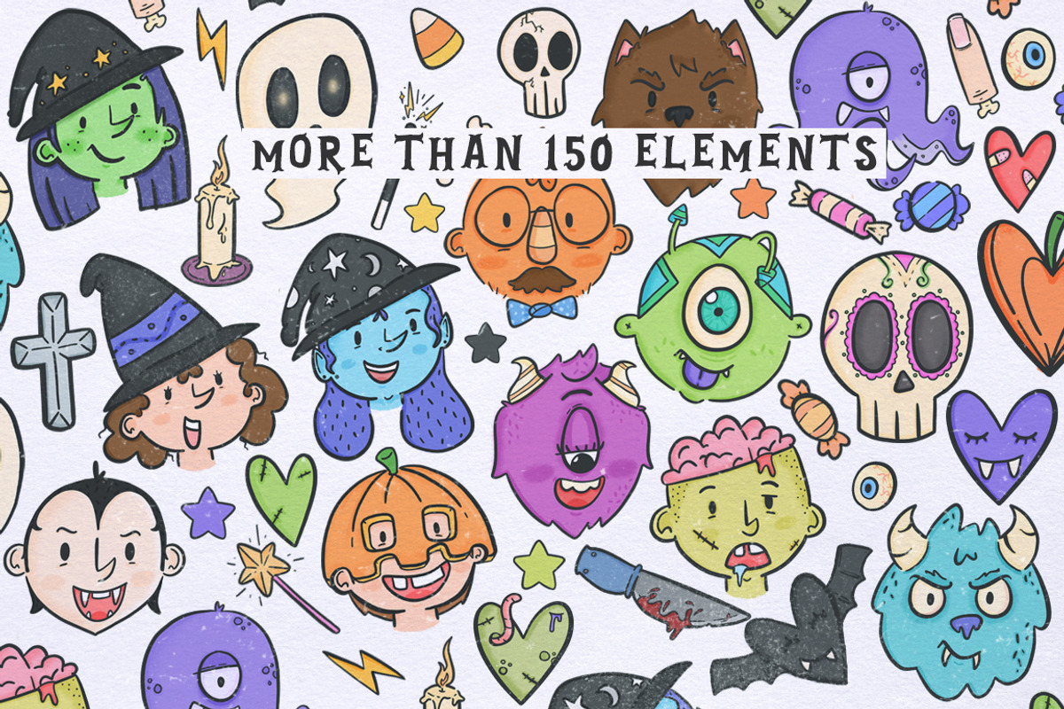 Halloween BUNDLE + 150 ELEMENTS!, an Illustration by Andrea De Oliveira (Photo 2 of 12)