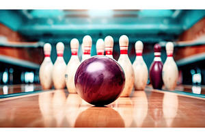 A bowling alley with a focus on a, a Sports & Recreation Photo by Igor Tichonow