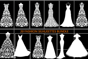 Fashion Dress Silhouettes Set, an Illustration by musafir_fashion