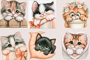 Funny Peeking Cat Clipart PNG Bundle, a Seasonal Illustration by SVGArt (Thumbnail 3 of 5)