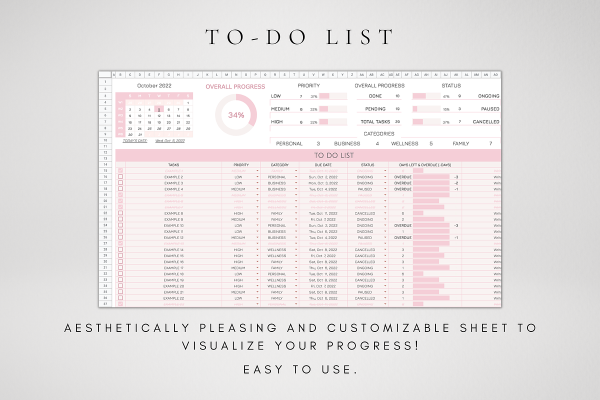 Digital To-Do List Google Sheets, a Templates & Theme by BRANDcontent (Photo 5 of 8)