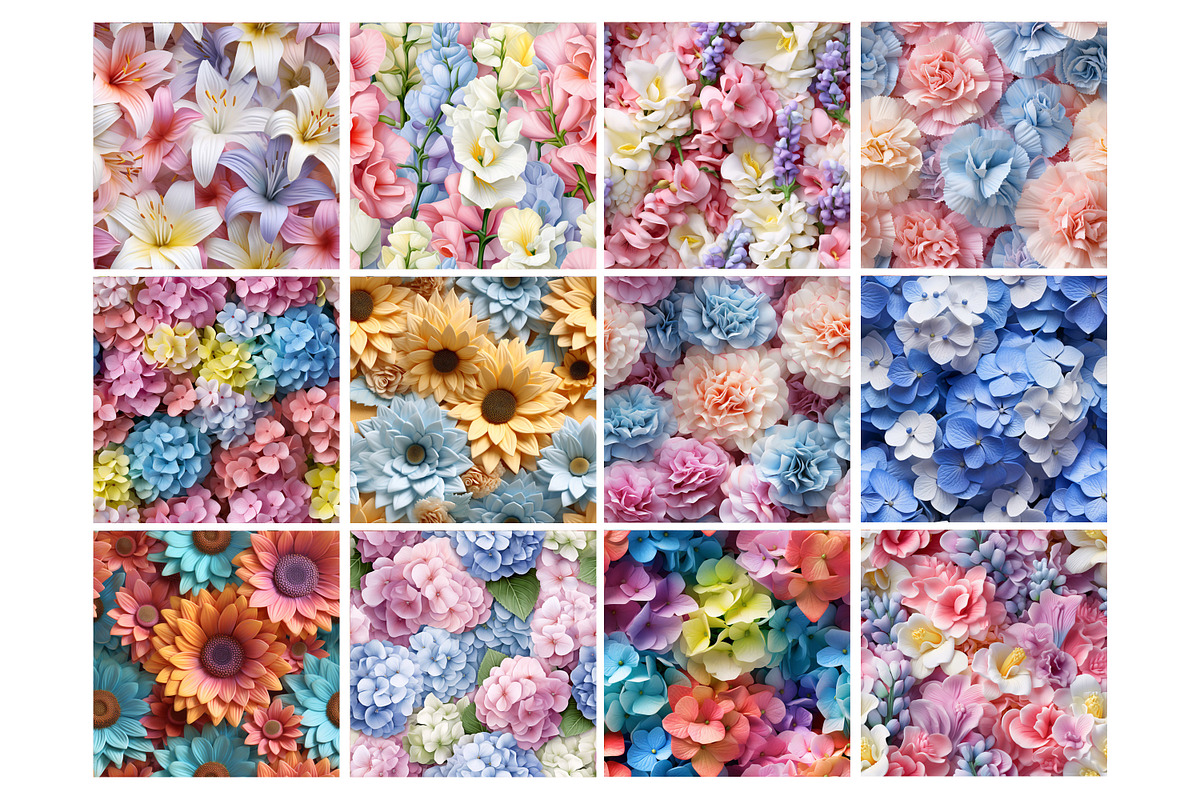 3D Pastel Flower Seamless Pattern, a Pattern Graphic by Forhadx5 (Photo 3 of 11)
