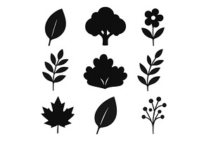 Various black silhouettes of plants, an Object Illustration by ZinetroN