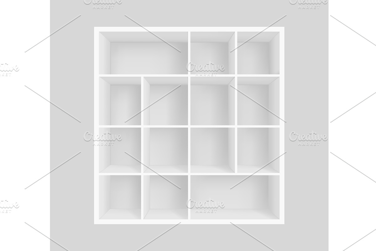 Empty white bookshelf, an Object Illustration by Vector Tradition