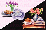 Breakfast in Bed Clipart, a Food Illustration by LekoArt (Thumbnail 5 of 10)