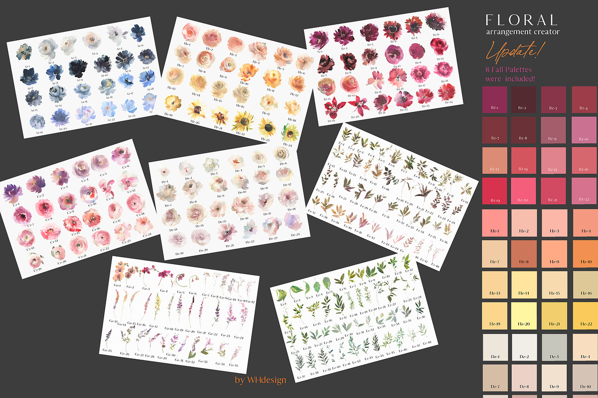 Watercolor Floral Bouquet Creator, a Decorative Illustration by whiteheartdesign (Photo 3 of 11)