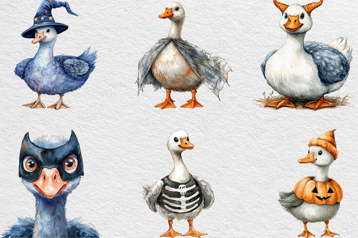 Funny Halloween Silly Goose Clipart, an Illustration by Black Bird Studio (Photo 6 of 6)